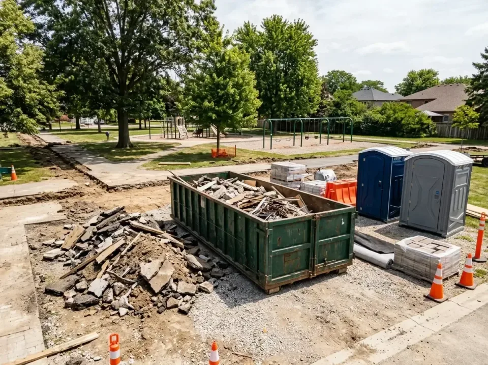 park-renovation-dumpster-site-007 — detailed close-up, Dumpster & Portable Bathrooms Rental in United States